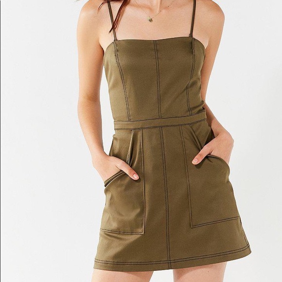 UO Devon Fit + Flare contrast stitch dress